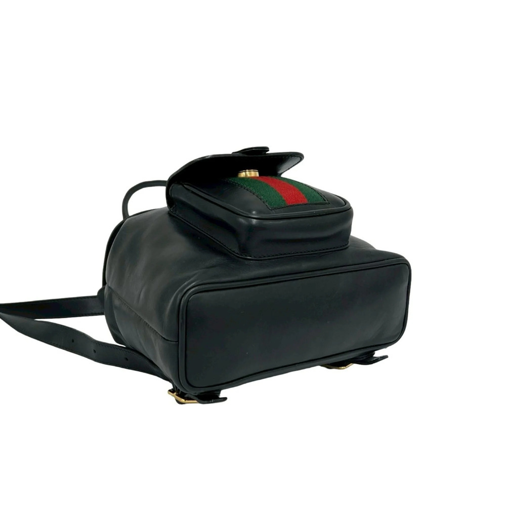 GUCCI Vintage Black Leather Bamboo Backpack - Picture 7 of 10